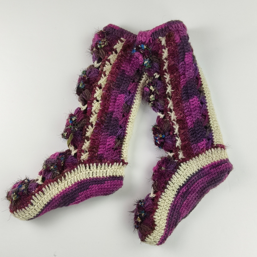 Hand-Knitted Fleece-Lined Slipper Socks  Cozy Winter Cottage Essential